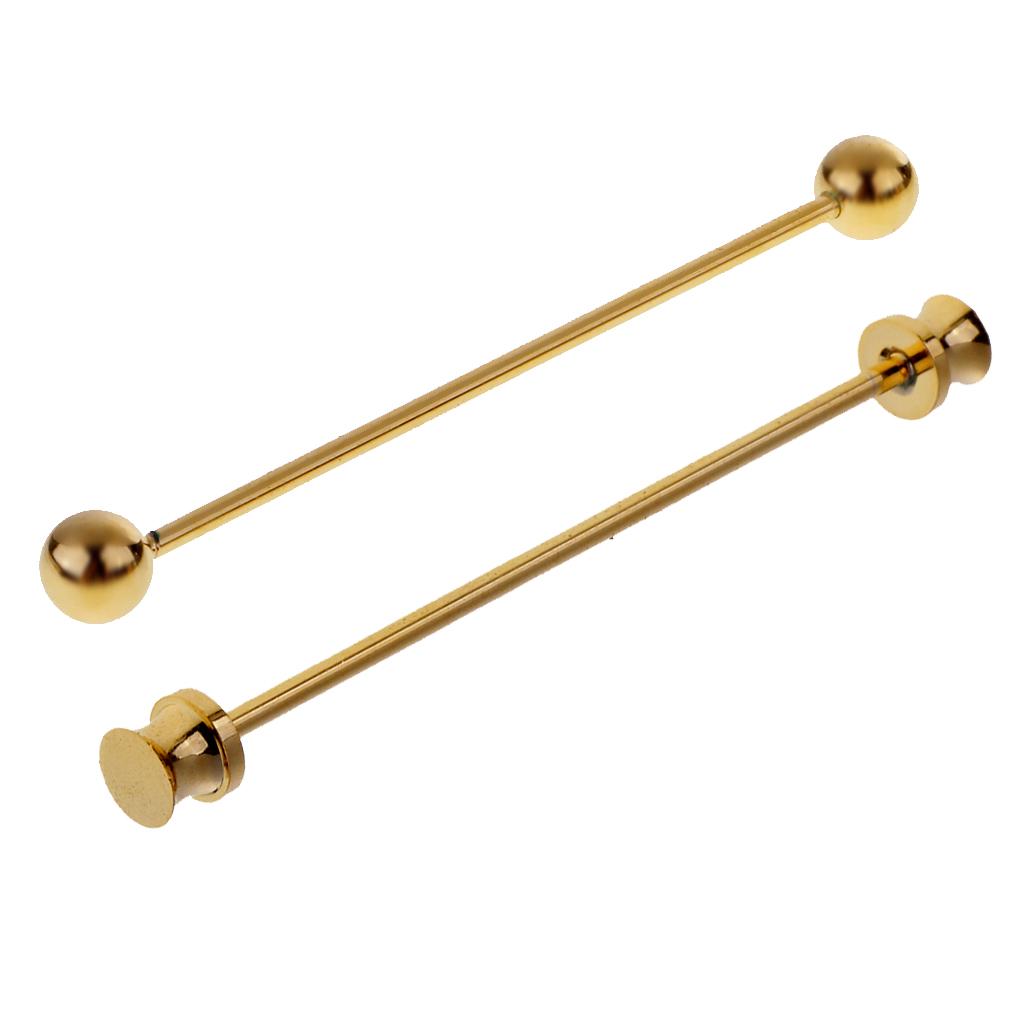 2 Pieces Gold Tone Pin Round Barbell Collar Tie Clip Bar Necktie Tie Pin
