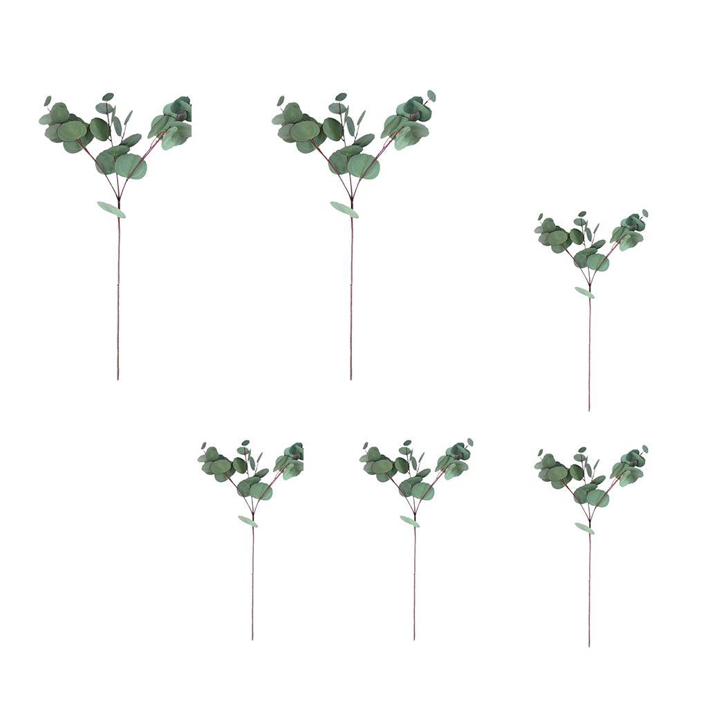 6x Branch Artificial Eucalyptus Leaves Silk Simulation Leaves Home Decor