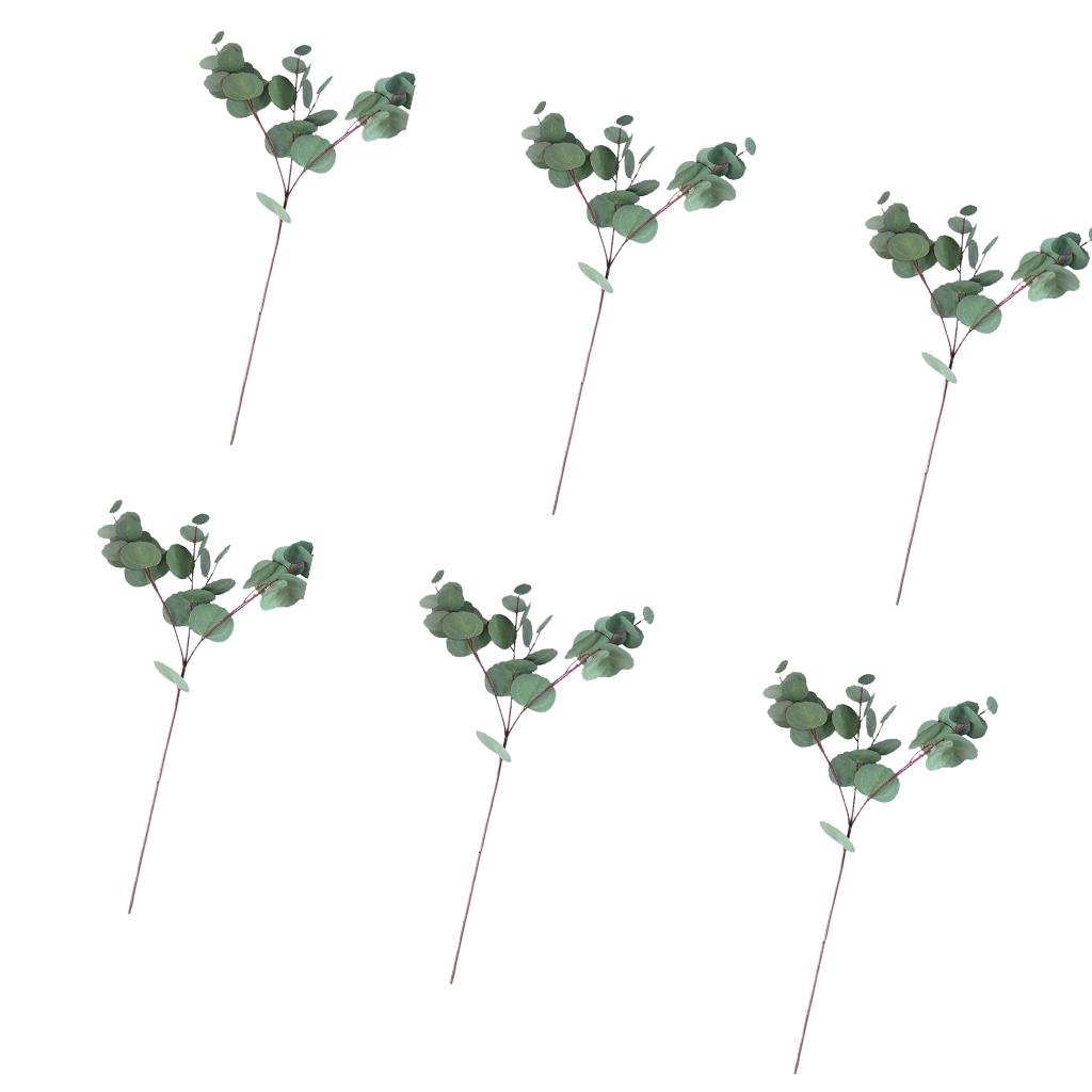 6x Branch Artificial Eucalyptus Leaves Silk Simulation Leaves Home Decor