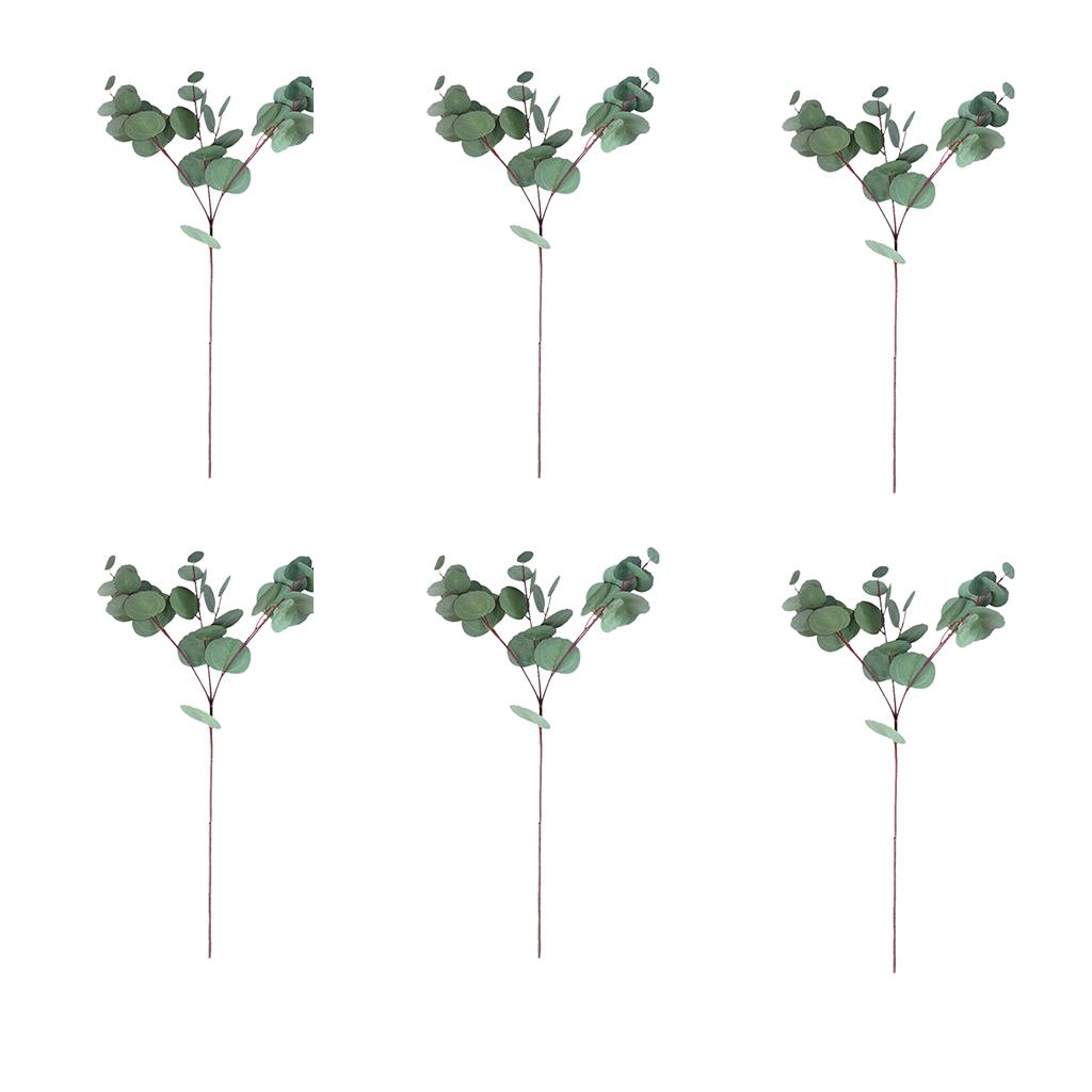 6x Branch Artificial Eucalyptus Leaves Silk Simulation Leaves Home Decor