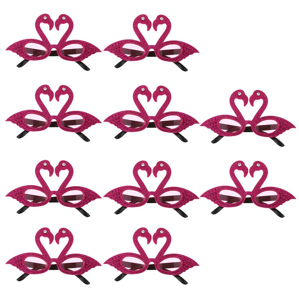 10 Hawaiian Tropical Glitter Flamingo Sunglasses Party Glasses Fancy Dress