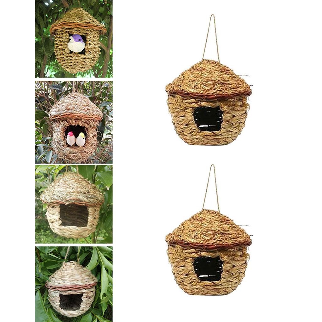 2x Grass House 12cm Handwoven Straw Bird Nest Hatching Breeding Grass Cave