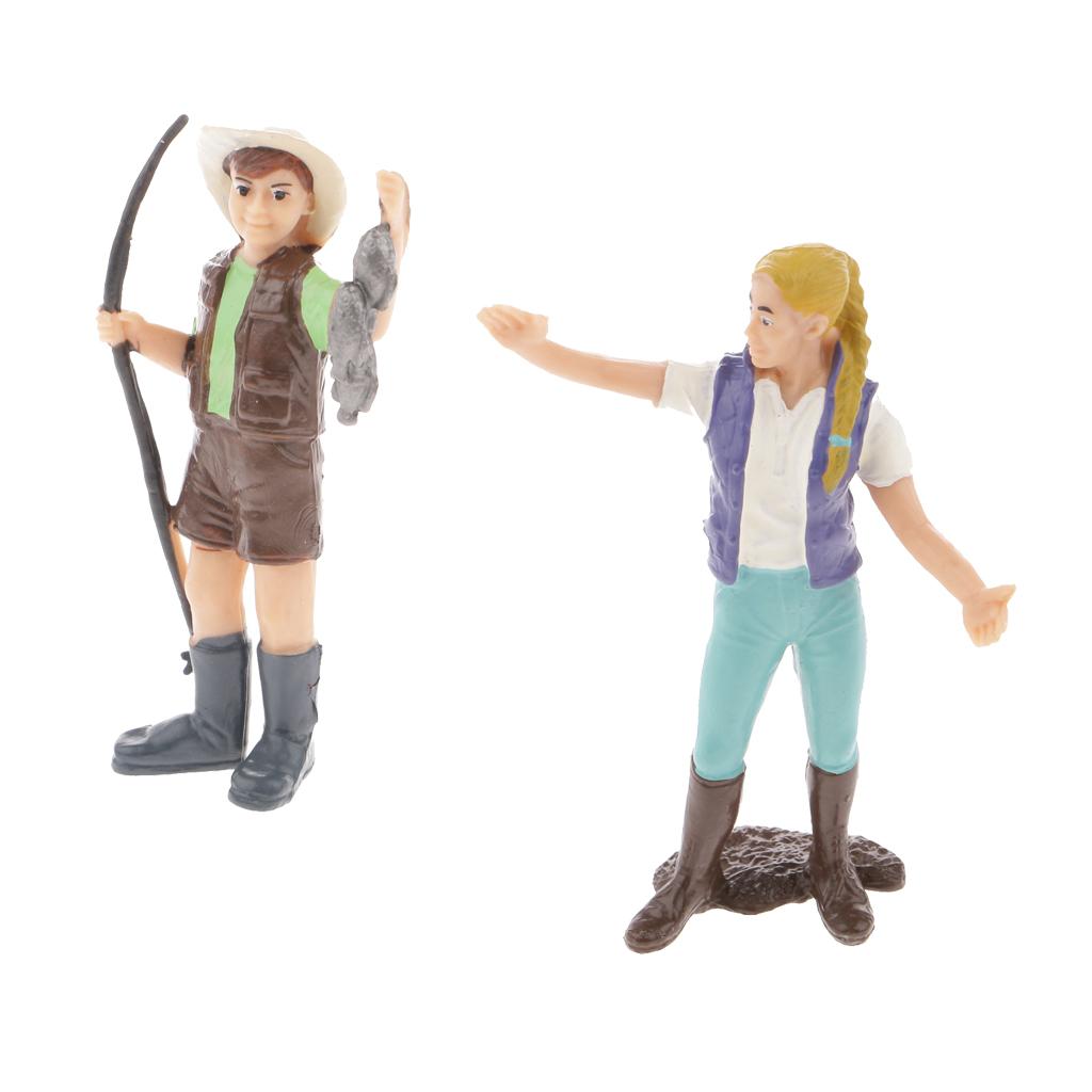 2Pcs Realistic Male Rancher & Female Rancher Figurine Model Arts Collection