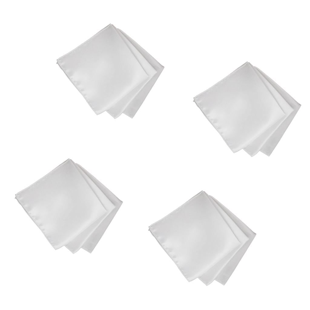 40pcs Mens Solid Pocket Square Handkerchief Wedding Party Decor Hanky White
