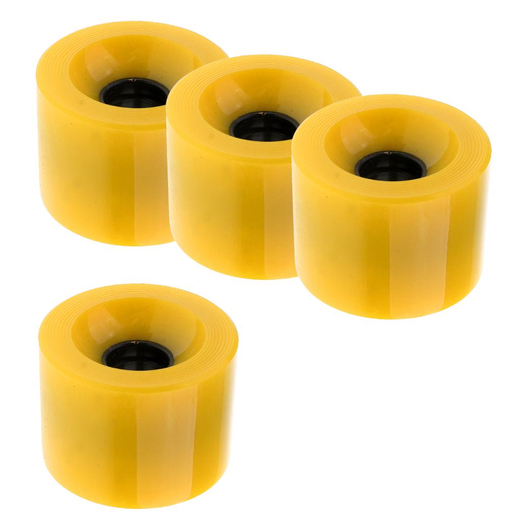 4 Pieces 70x51mm Pro Blank Skateboard PU Wheels Longboard Cruiser yellow
