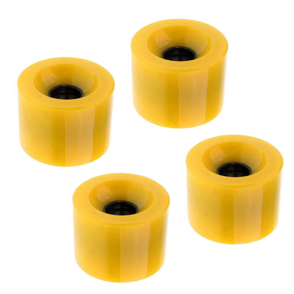 4 Pieces 70x51mm Pro Blank Skateboard PU Wheels Longboard Cruiser yellow