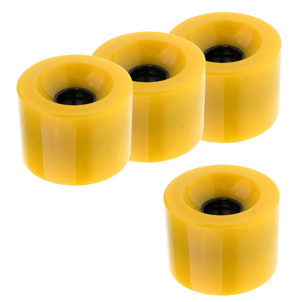 4 Pieces 70x51mm Pro Blank Skateboard PU Wheels Longboard Cruiser yellow