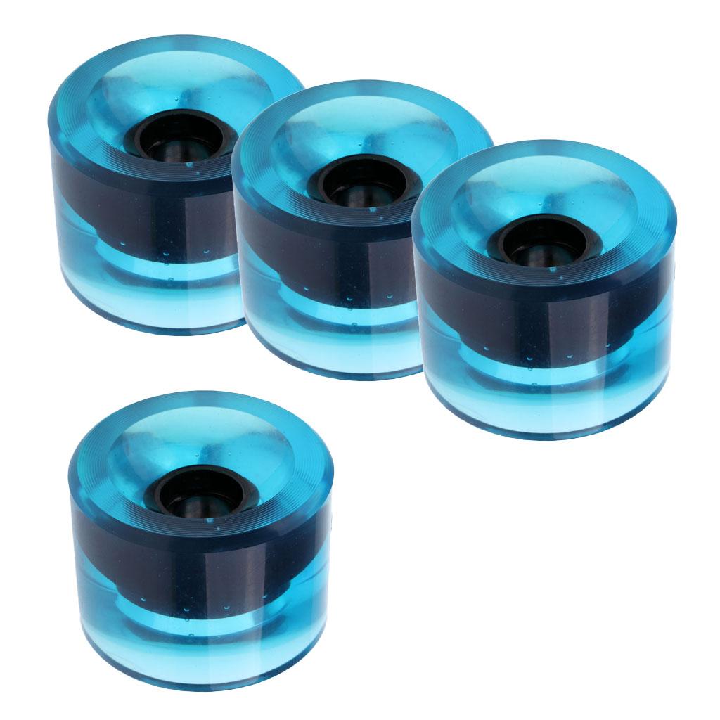 4 Pieces 70x51mm Pro Blank Skateboard PU Wheels Longboard Cruiser clear blue