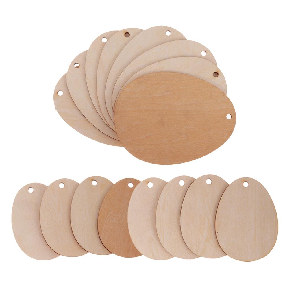 35 Pieces Wooden Shape Unfinished Egg Embellishments with Hole 80mm 150mm