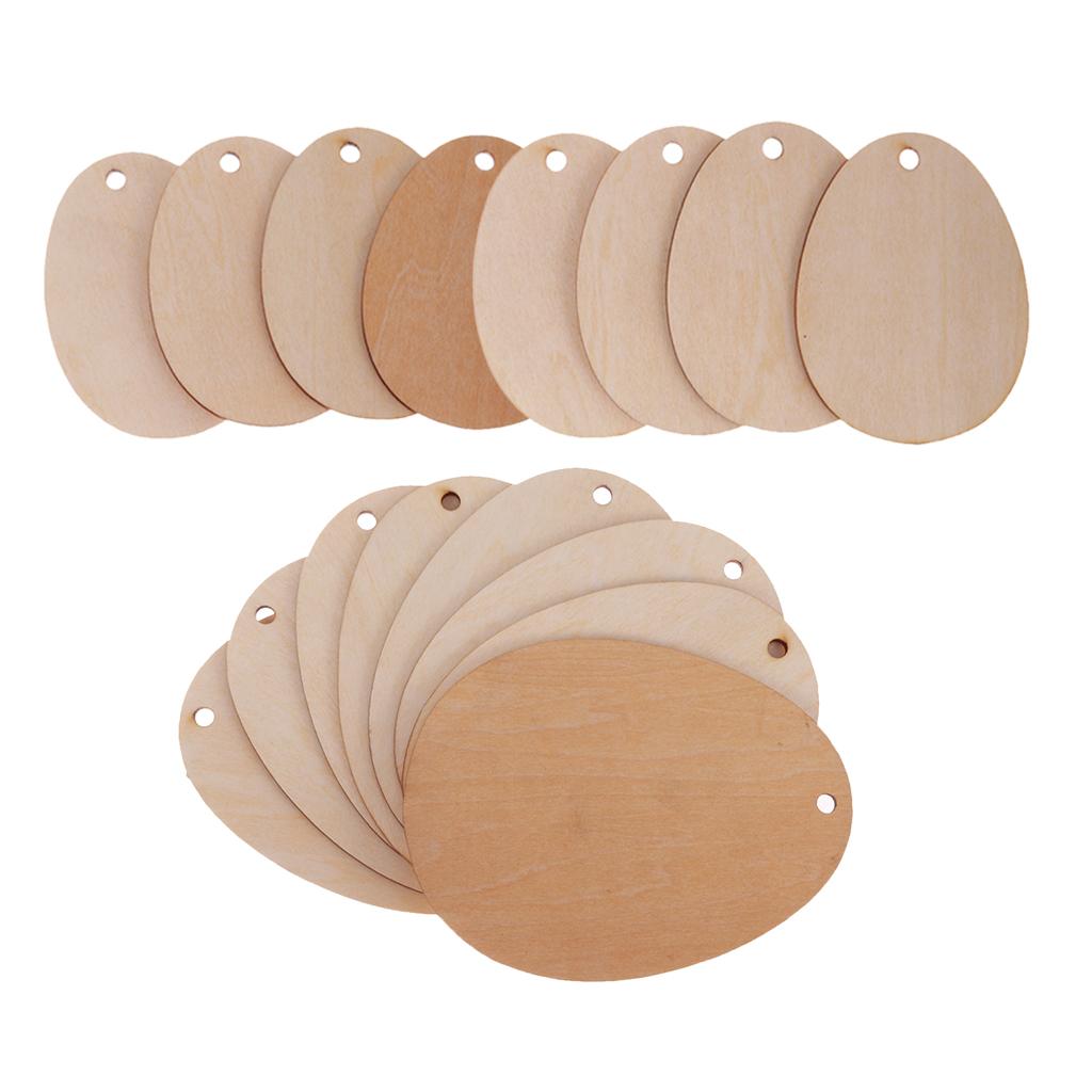 35 Pieces Wooden Shape Unfinished Egg Embellishments with Hole 80mm 150mm