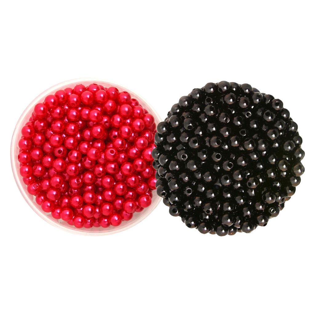 1000 Pieces 6mm Round Plastic Imitation Pearl Spacer Beads Craft Black Red