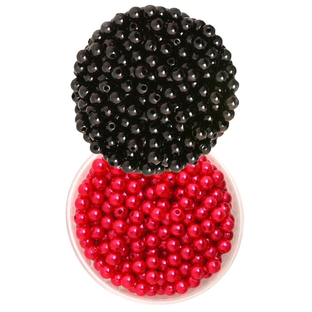 1000 Pieces 6mm Round Plastic Imitation Pearl Spacer Beads Craft Black Red