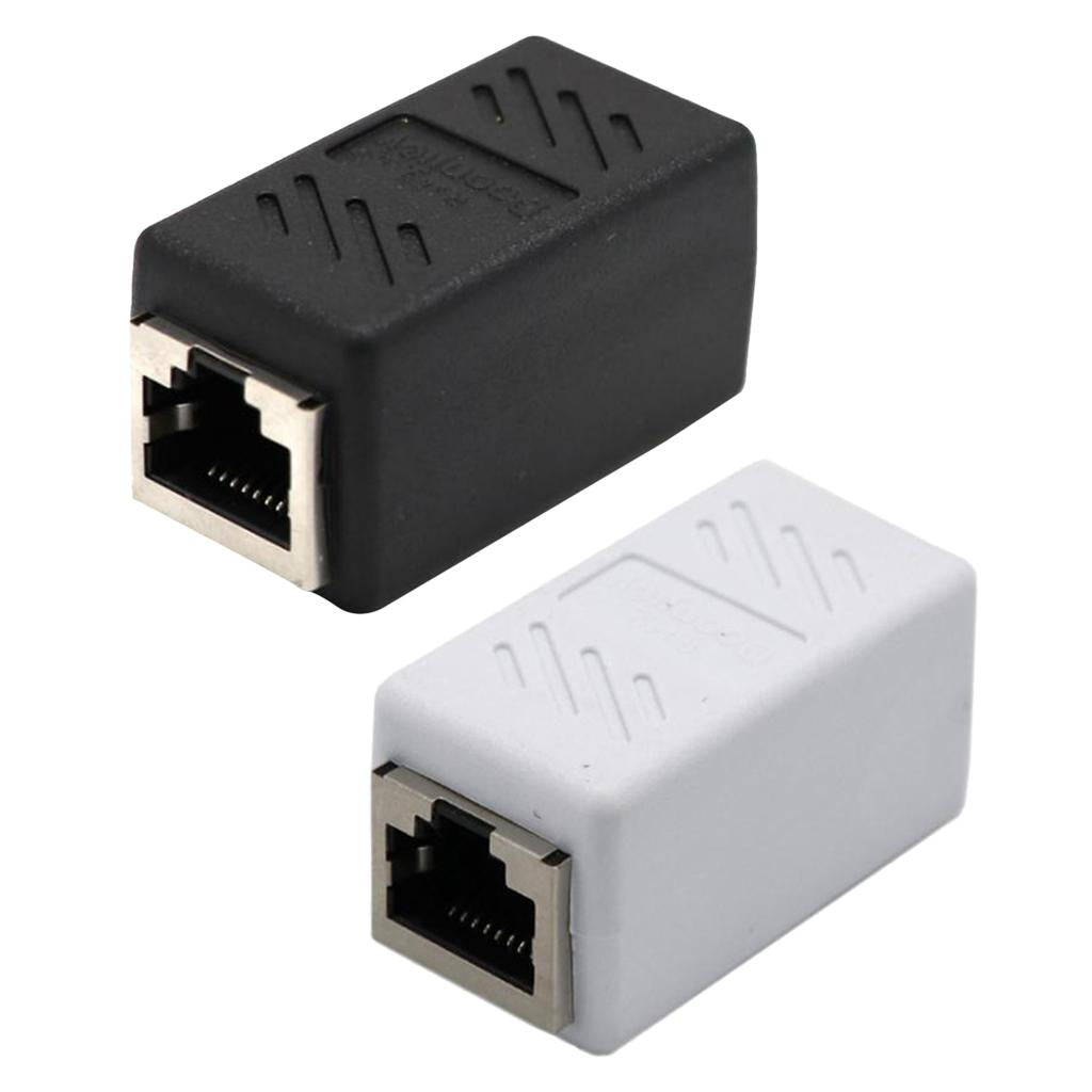 2x Female to Female Network Ethernet LAN Connector Adapter white+Black