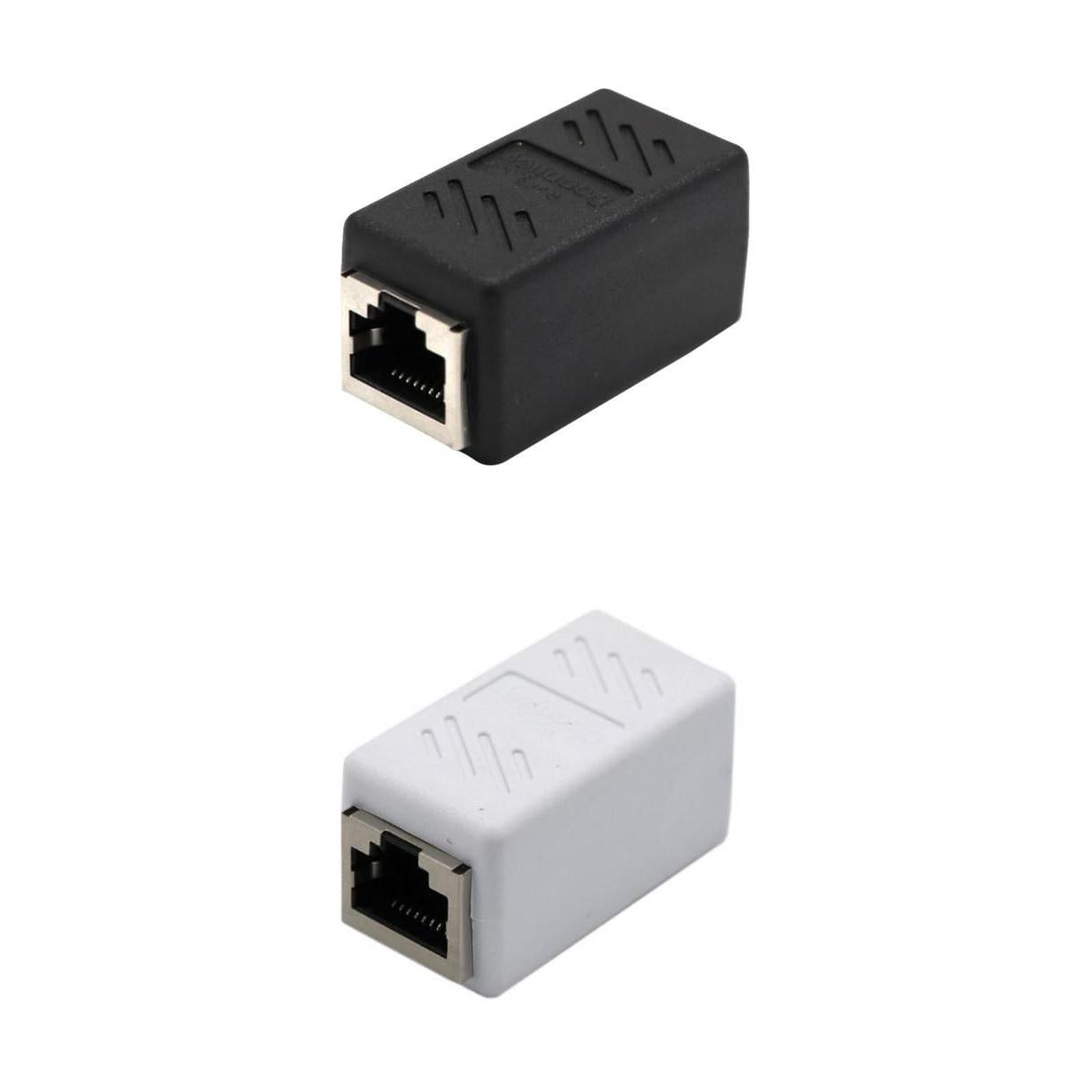 2x Female to Female Network Ethernet LAN Connector Adapter white+Black