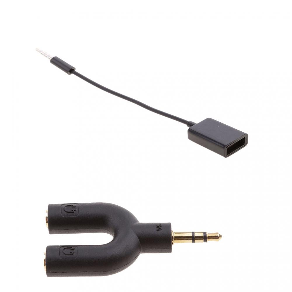 3.5mm Double Jack Audio Splitter and 3.5mm to USB 2.0 M to F Converter Cable