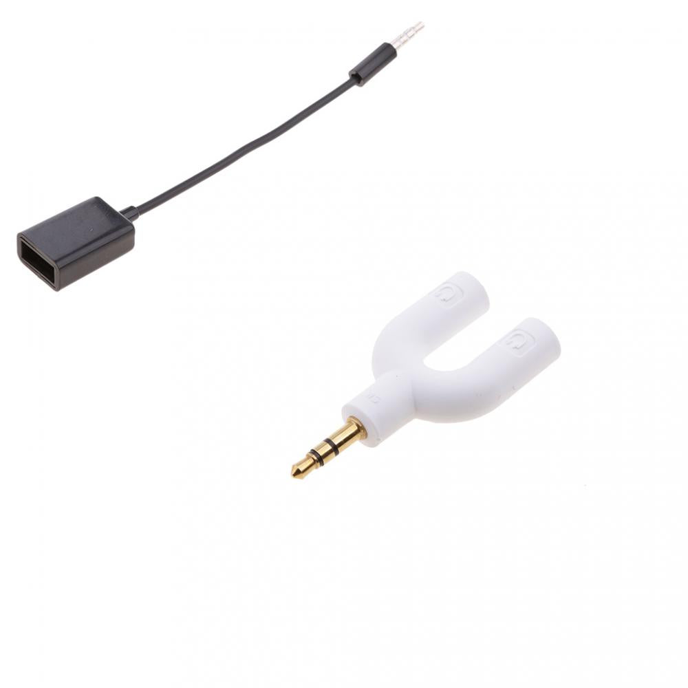 3.5mm Audio Splitter Double Jack and 3.5mm to USB 2.0 M to F Converter Cable