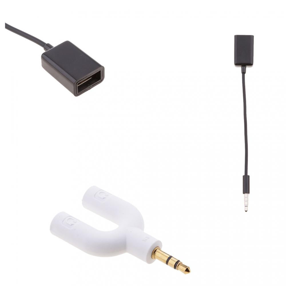 3.5mm Audio Splitter Double Jack and 3.5mm to USB 2.0 M to F Converter Cable