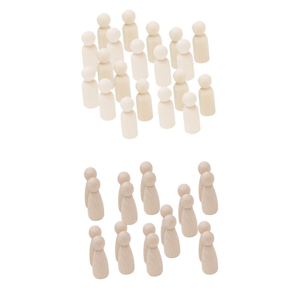 40 Pcs 35mm Blank DIY Wood People Peg Dolls Wedding Cake Topper Crafts