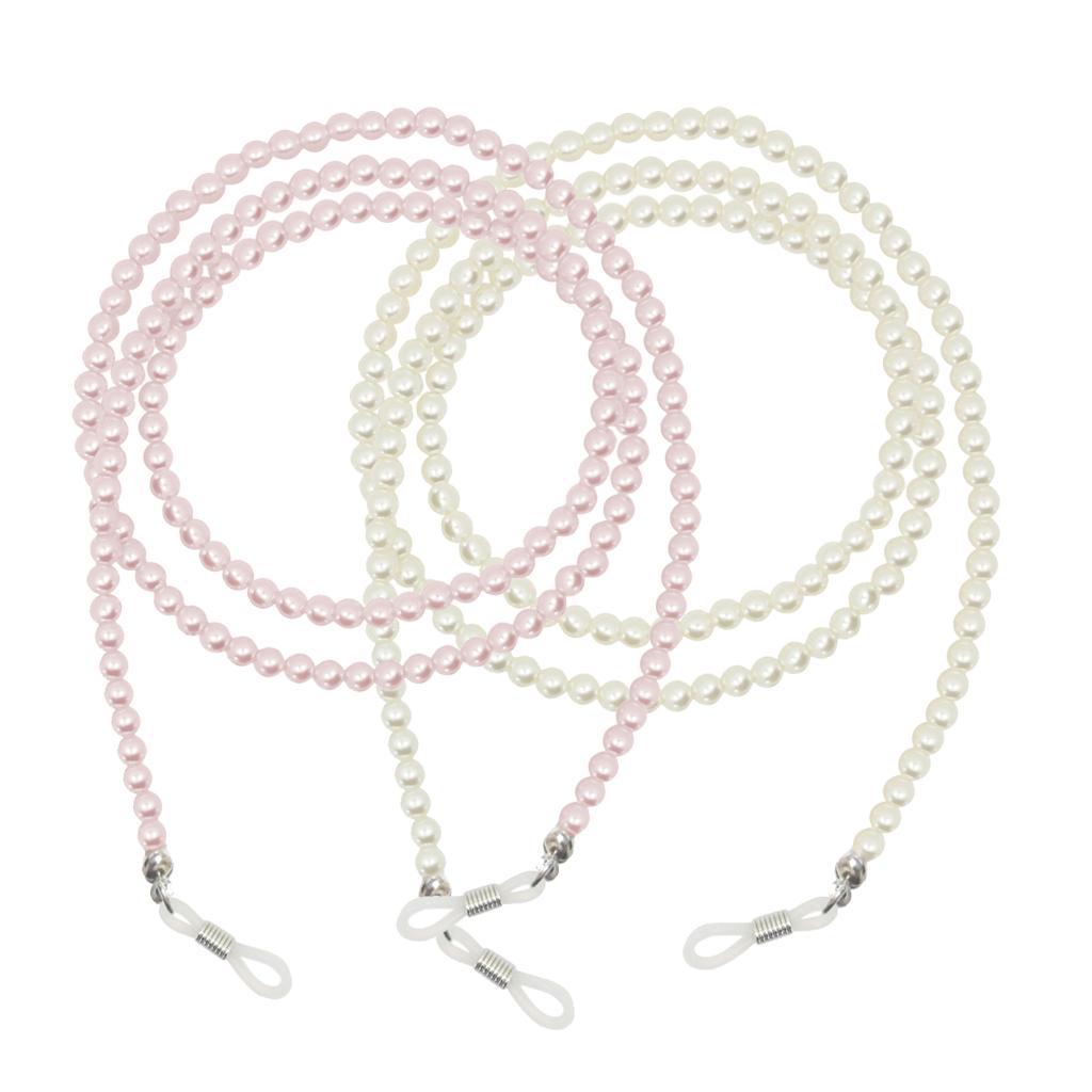 2Pieces Pearl Beaded Eyeglass Chain Sunglasses Holder Strap Lanyard Necklace