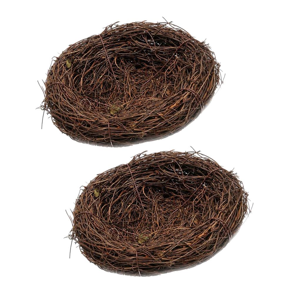 2 Pieces 12cm Handmade Vine Bird Nest House Nature Craft Holiday Decoration
