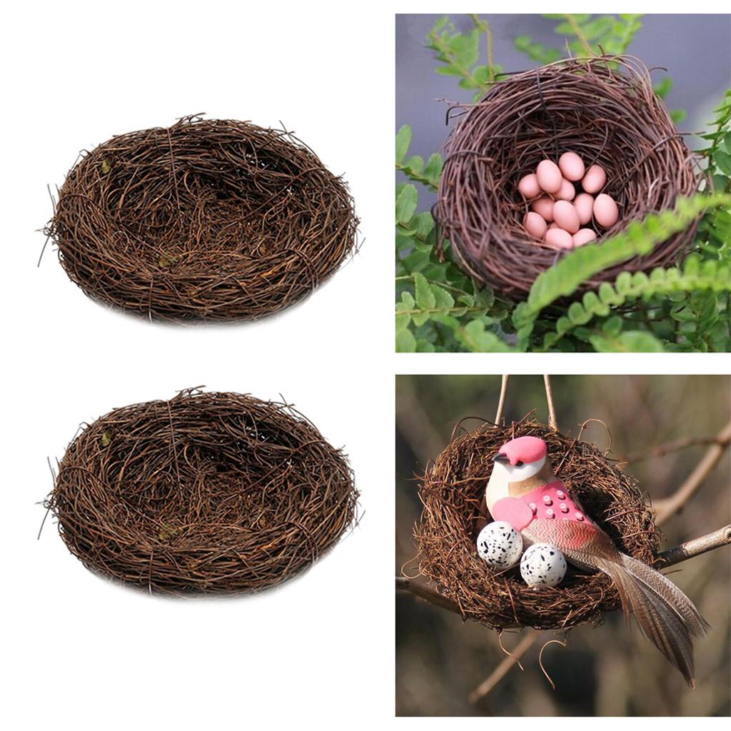 2 Pieces Handmade Vine Bird Nest House Nature Craft Holiday Decoration 10cm