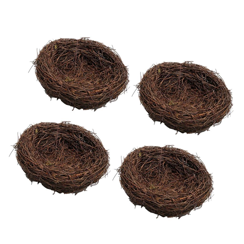 4 Pieces 10cm Handmade Vine Bird Nest House Nature Craft Holiday Decoration