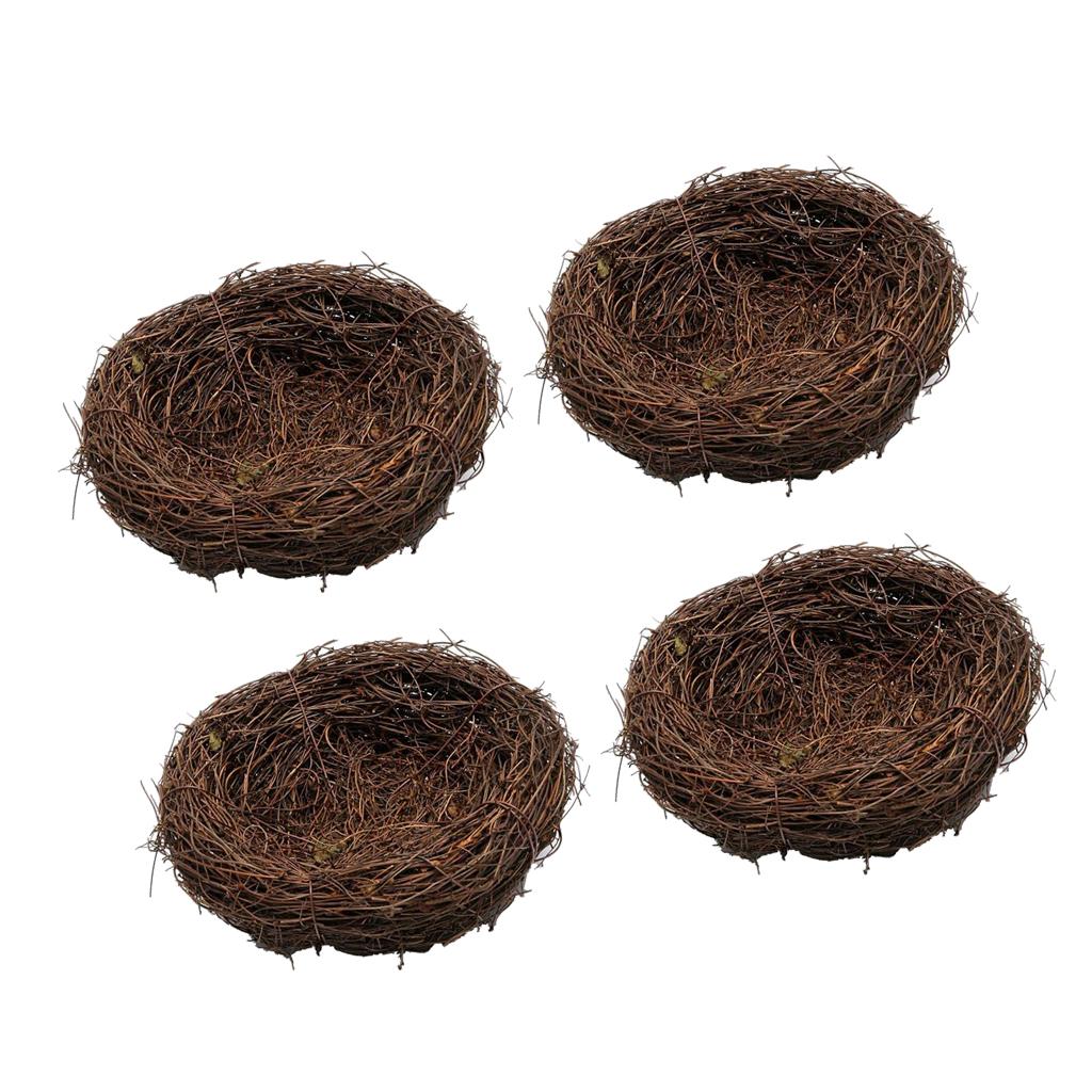 4 Pieces 10cm Handmade Vine Bird Nest House Nature Craft Holiday Decoration