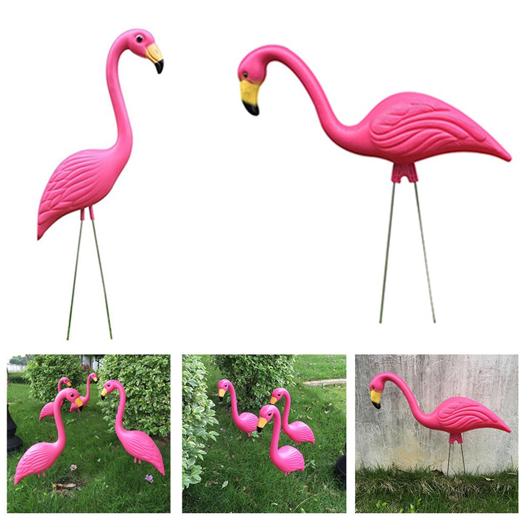 1 Pair Lifelike Pink Flamingo Yard Garden Lawn Art Ornament Decor Statues