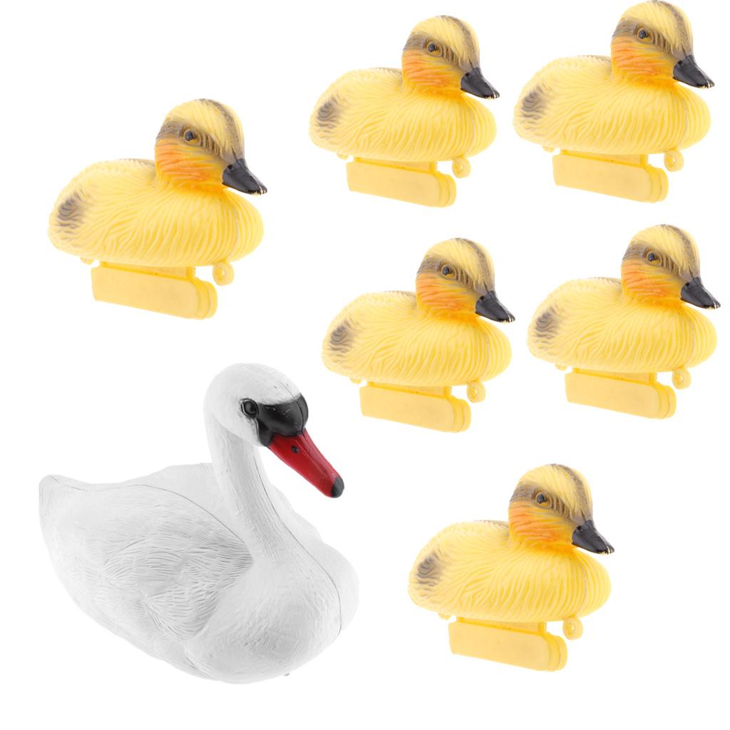 7 Pieces Plastic Floating Swan Duck Decoy for Hunting &Fishing Garden Scarer