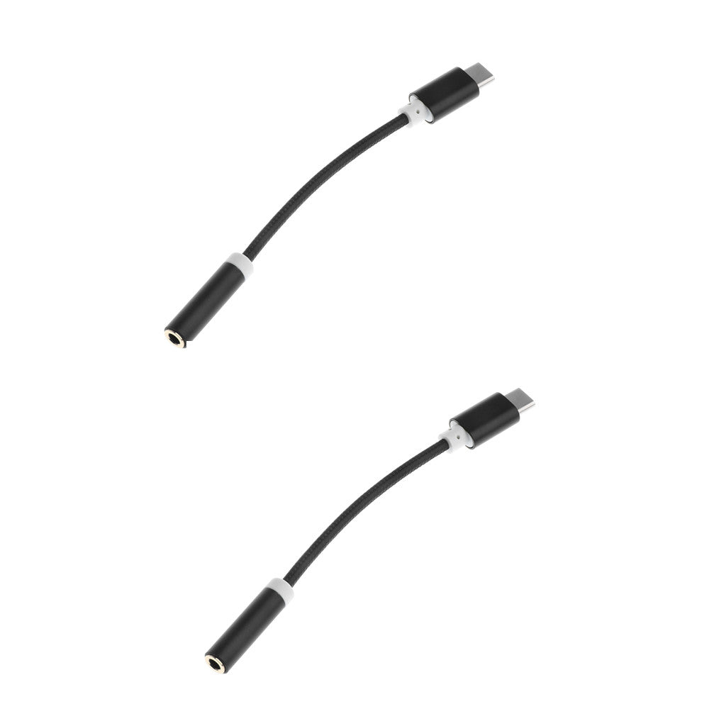 2 Pieces USB-C Type C to 3.5 mm Headphone Jack Earphone Audio Cable Black