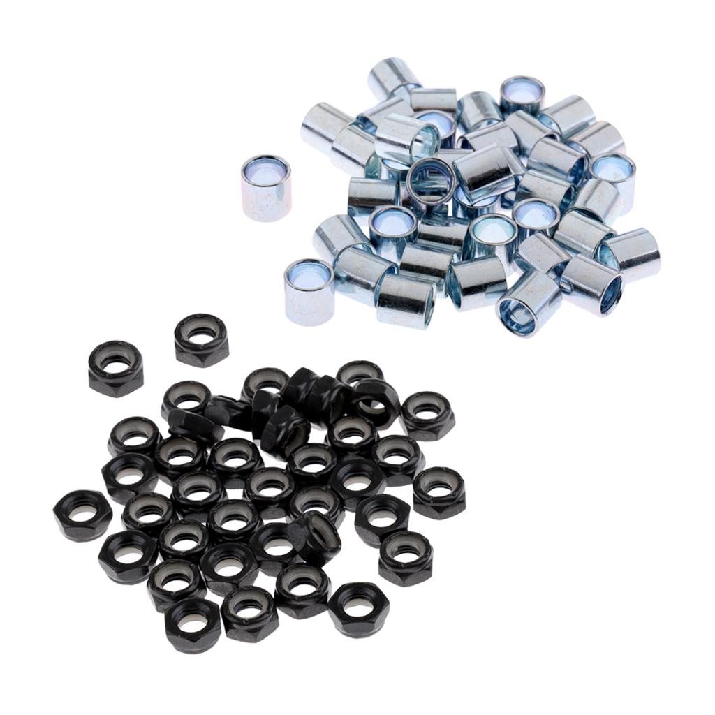 40 Pcs Skateboard Longboard Truck Wheels Axle Nuts Bearings Spacers Hardware