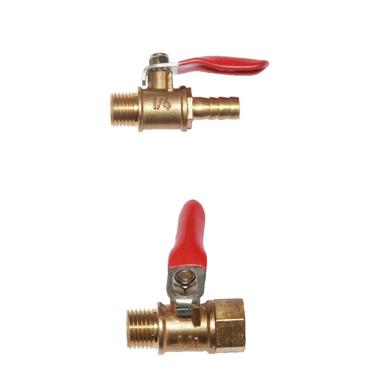 2Pcs Female to Male 1/4 Full Port Brass Ball Valve Shut Off Switch DN8 Red