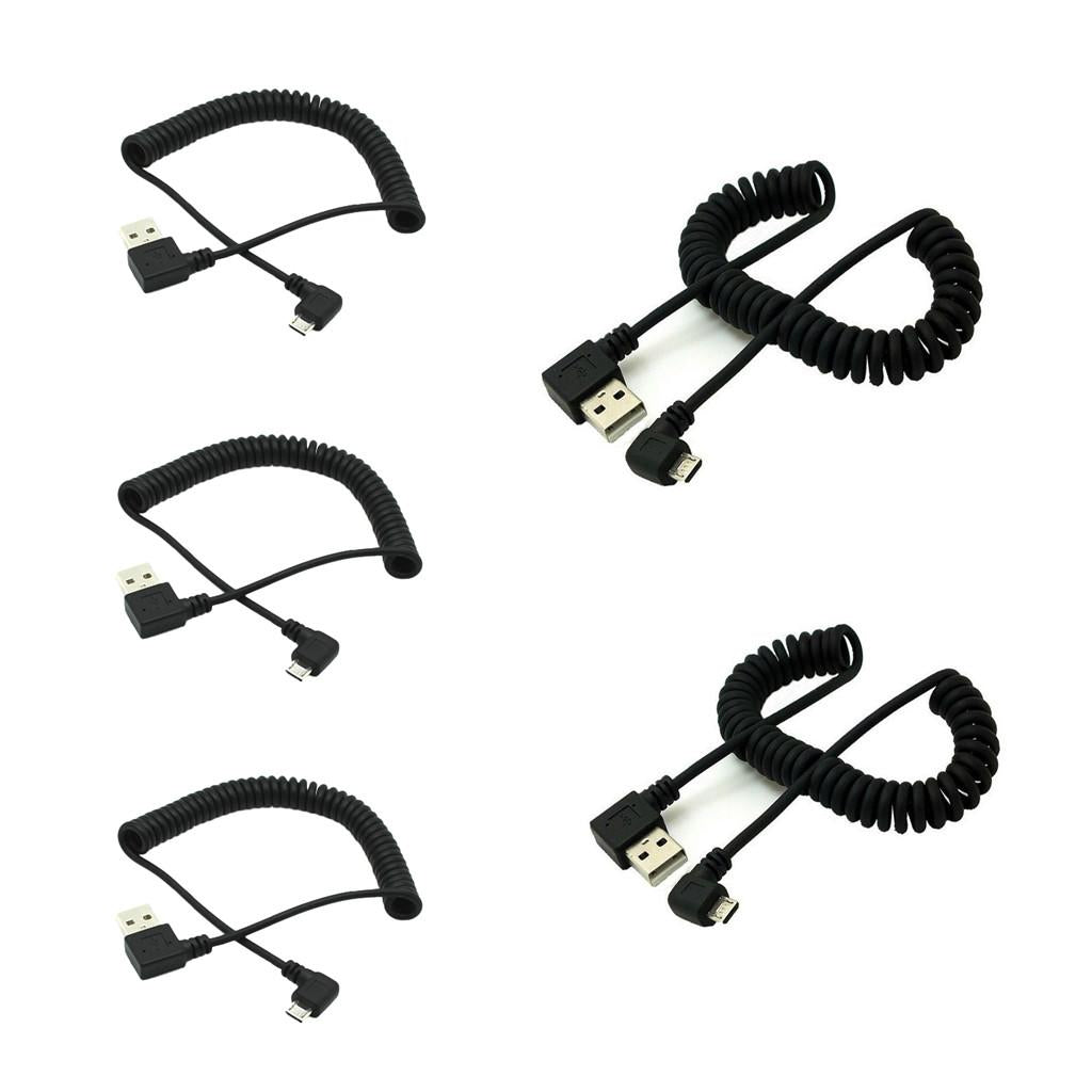 5 Pieces 1m Spring Coiled USB 2.0 Male A to Micro USB 5-Pin Cable Cord Lead
