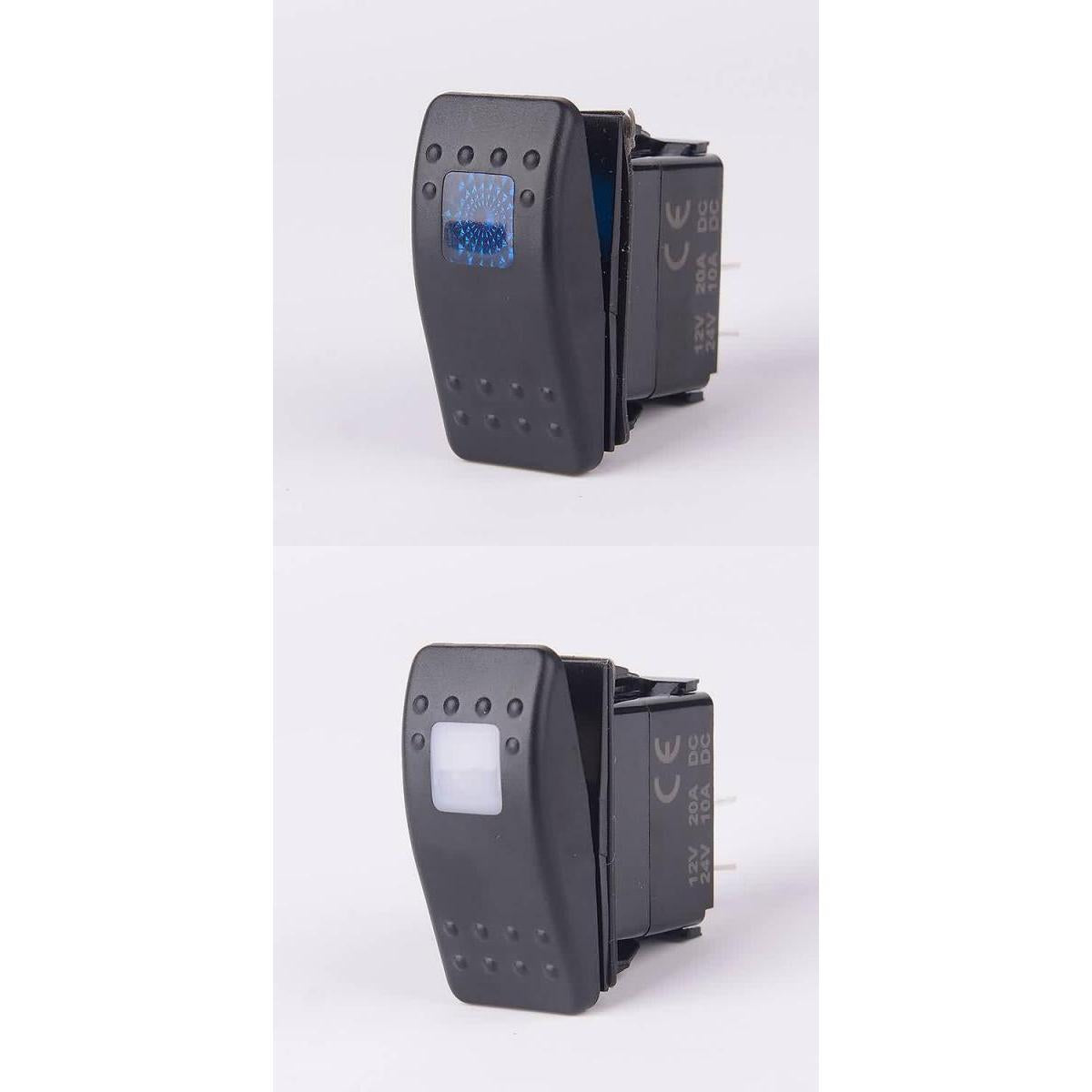 10 Pieces Car Boat 12V 20A Bar Rocker Toggle Switch for White + Blue Light