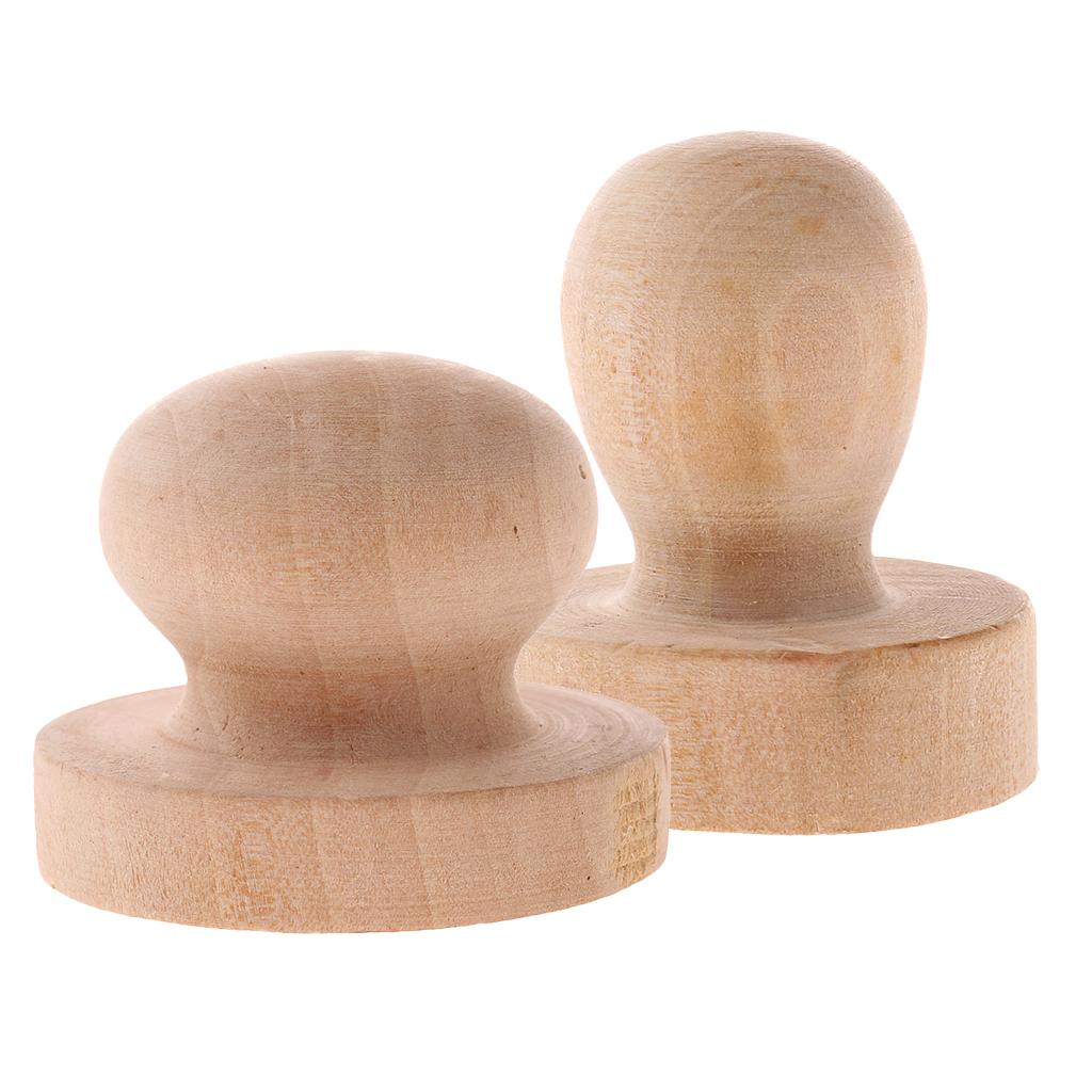 2 Pieces Handmade Polish Wooden Handle Rubber Stamp DIY Stamp Accessories