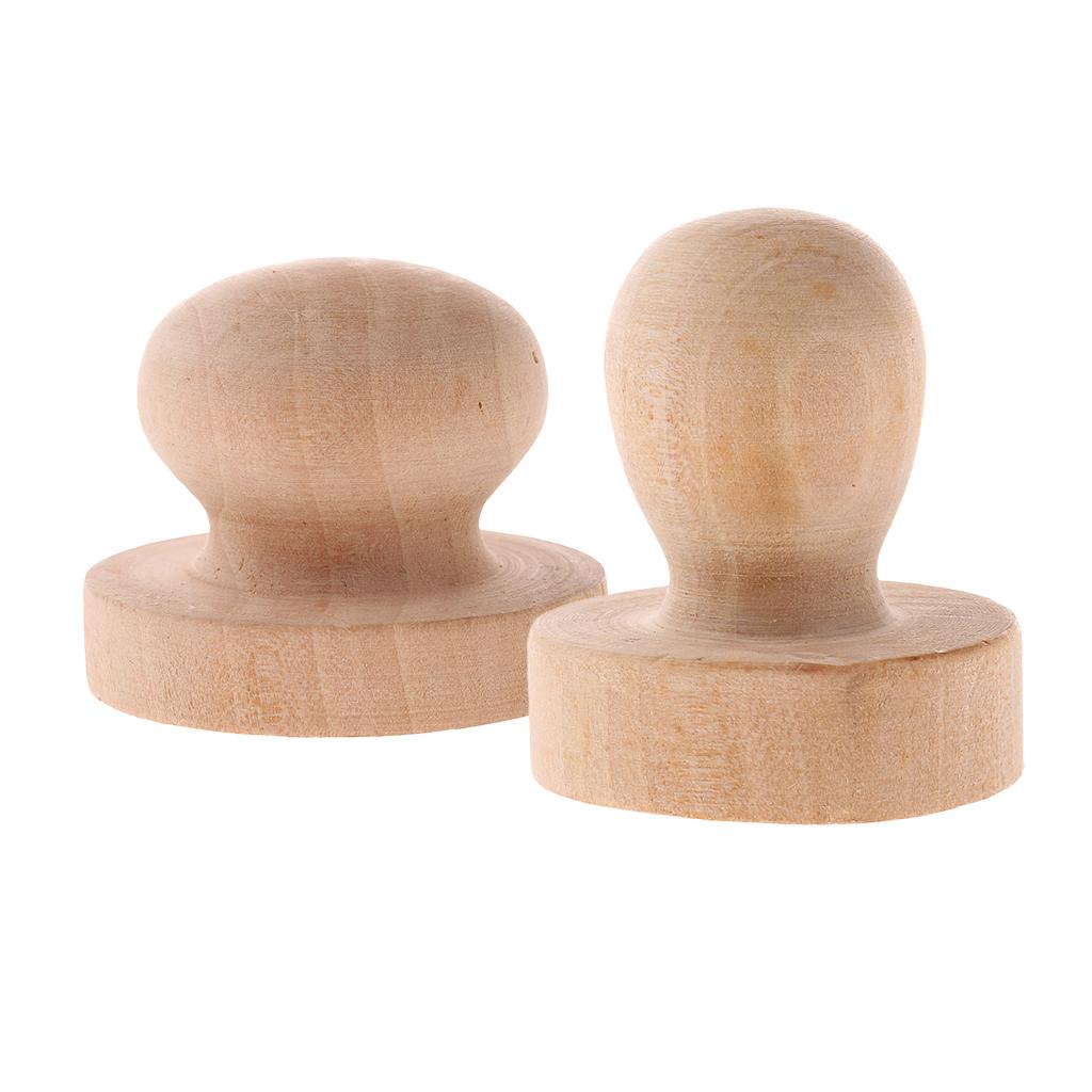 2 Pieces Handmade Polish Wooden Handle Rubber Stamp DIY Stamp Accessories