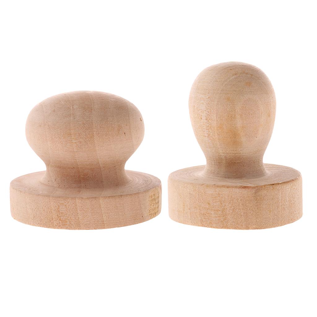 2 Pieces Handmade Polish Wooden Handle Rubber Stamp DIY Stamp Accessories