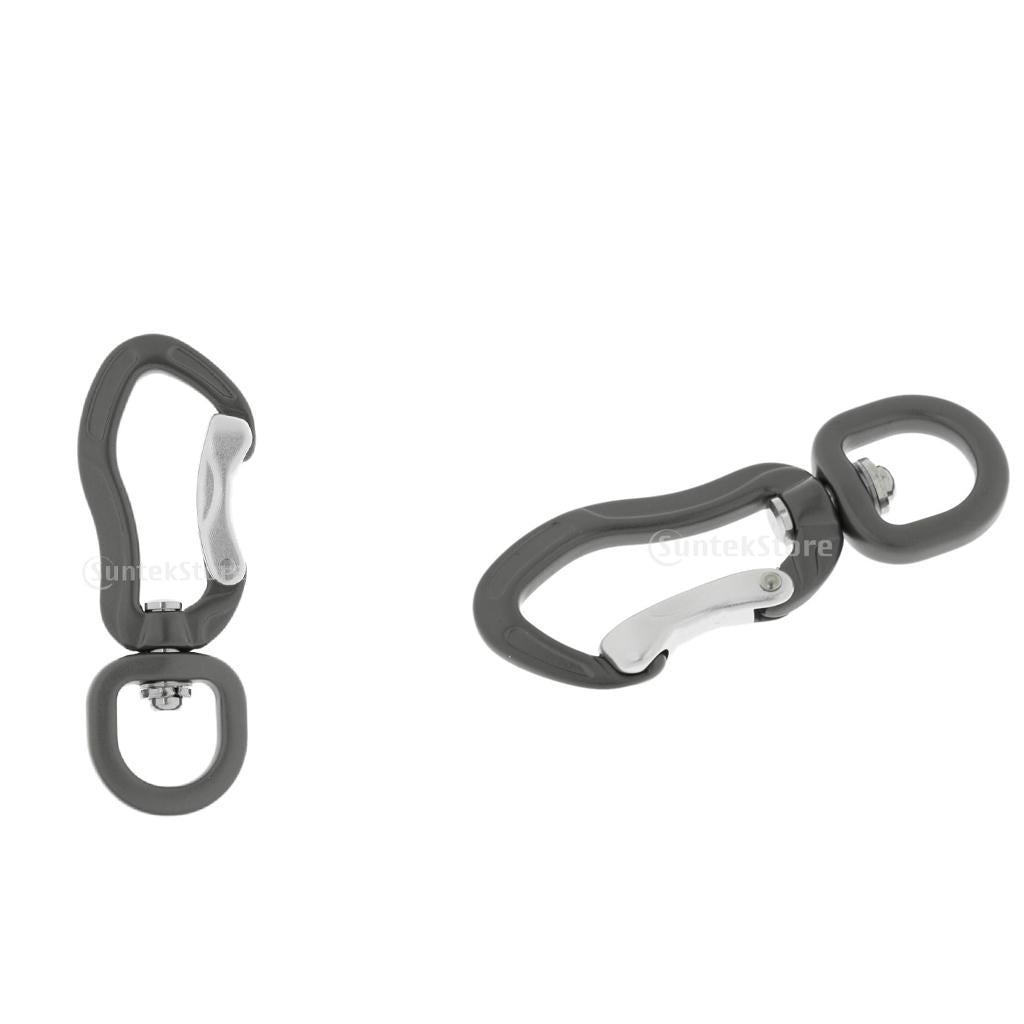 2x 400KG Swivel Eye Snap Hook Carabiner Climbing Backpack Hanging Hook Gray
