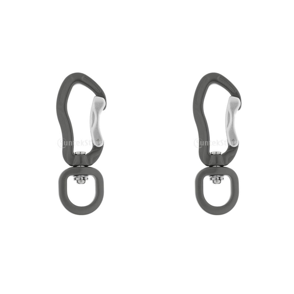 2x 400KG Swivel Eye Snap Hook Carabiner Climbing Backpack Hanging Hook Gray