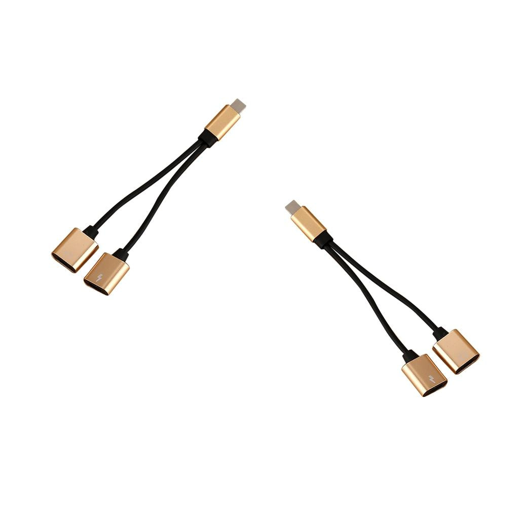 2 X Protable Double Jack Headphone Audio Charging Adapter for iPhone gold