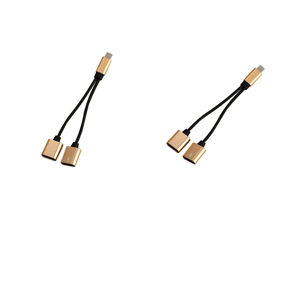 2 X Protable Double Jack Headphone Audio Charging Adapter for iPhone gold