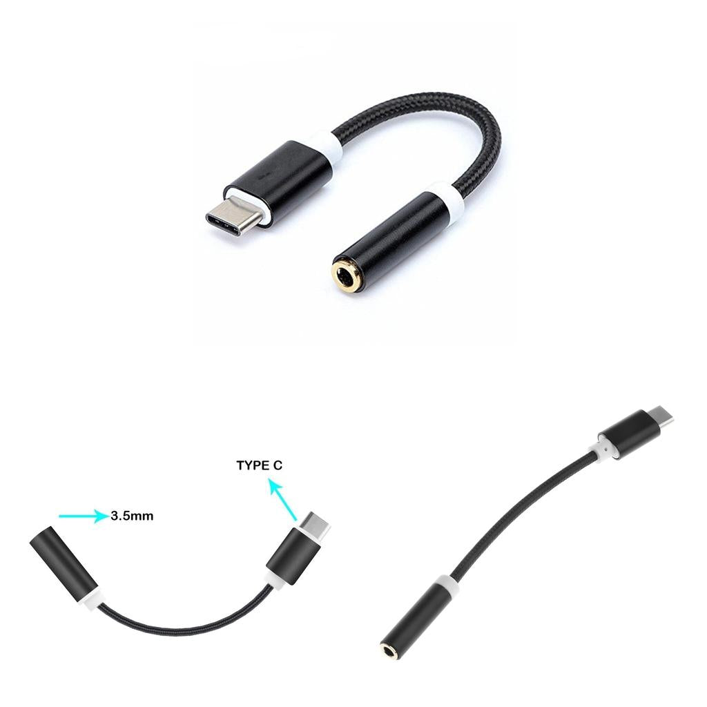 3 X USB-C Type C to 3.5 mm Headphone Jack Adapter Earphone Audio Cable Black