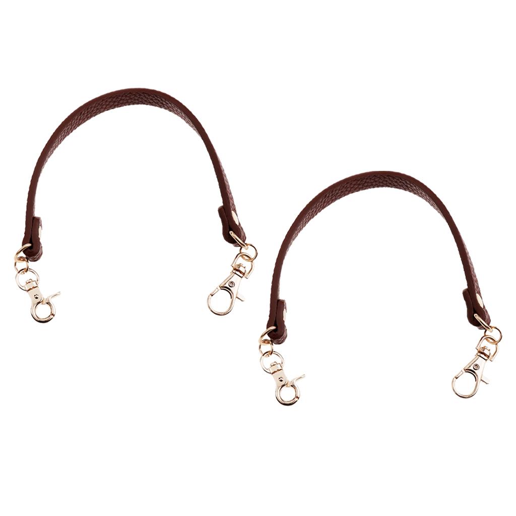 2Pieces PU Leather Short Handbag Bag Strap Replacement Purse Handle Coffee