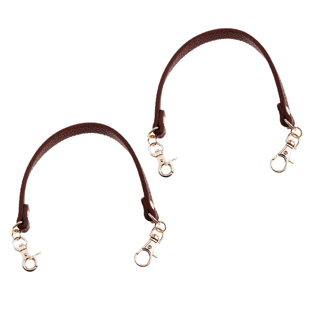 2Pieces PU Leather Short Handbag Bag Strap Replacement Purse Handle Coffee