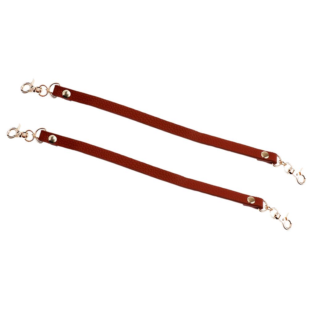 2pieces PU Leather Short Handbag Bag Strap Replacement Purse Handle Khaki