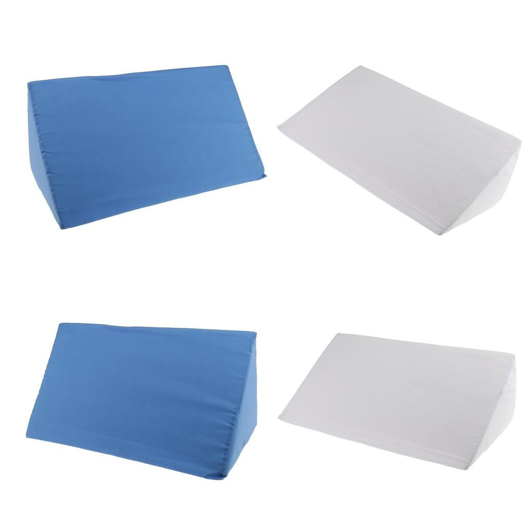4Pieces Foam Bed Wedge Pillow Cushion Washable Cover White Blue