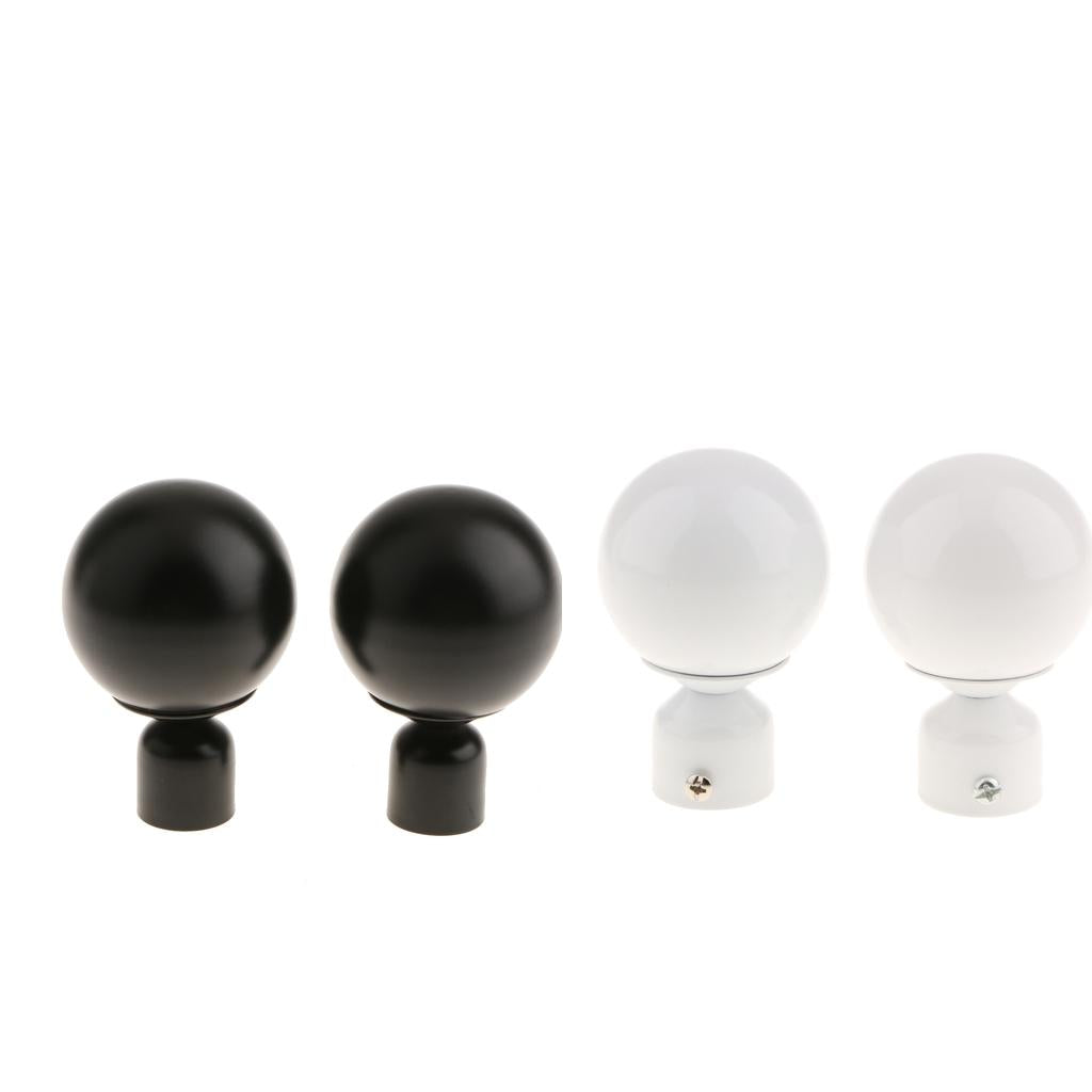4Pieces 22mm Curtain Pole Recess Bracket Curtain Rod Bracket Finials