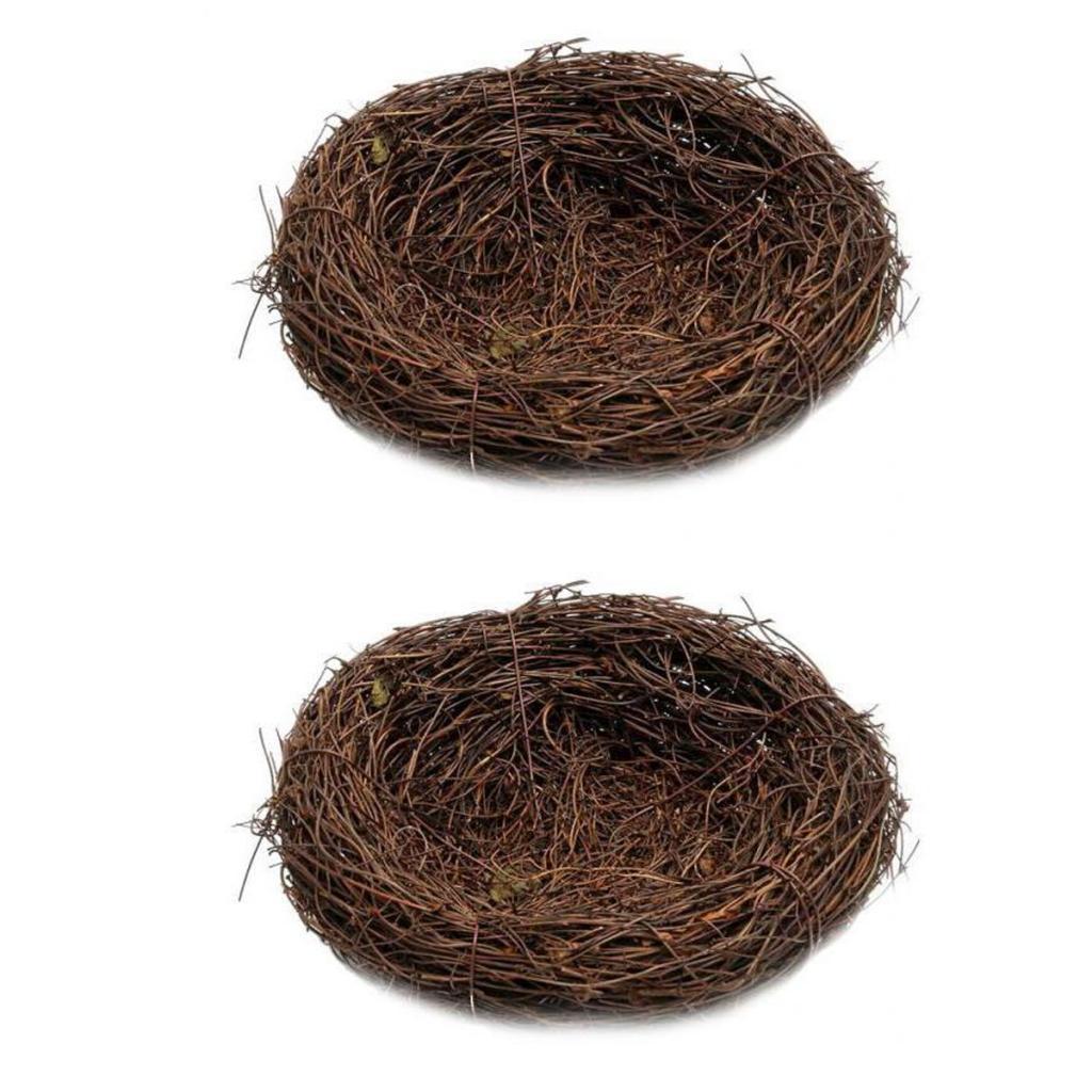 2 Pieces Handmade Vine Bird Nest House Nature Craft Holiday Decoration 8cm