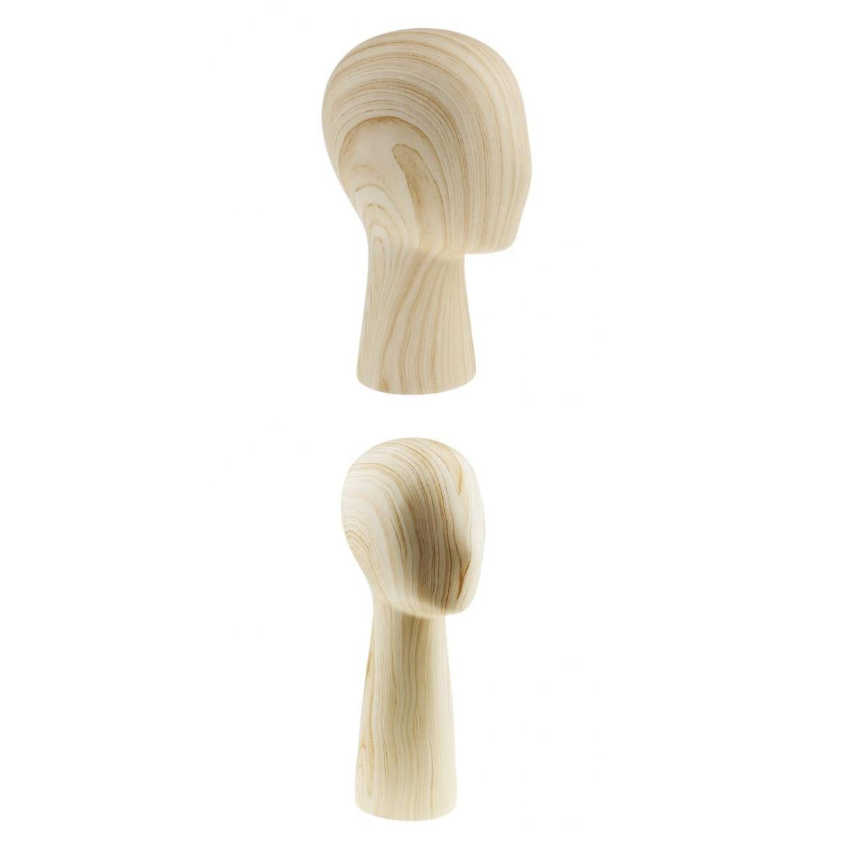 2x Wood Pattern Mannequin Manikin Head Model Hair Wigs Cap Hat Display Stand