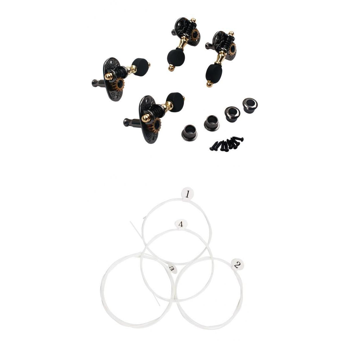 2L2R Ukulele String Tuning Pegs+4pcs Strings for Ukulele Cigar Box Guitar